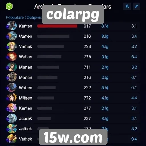 Avaliação dos jogos mais populares no site colarpg
